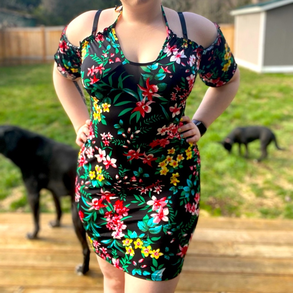 Sexy Bodycon Tropical Dress